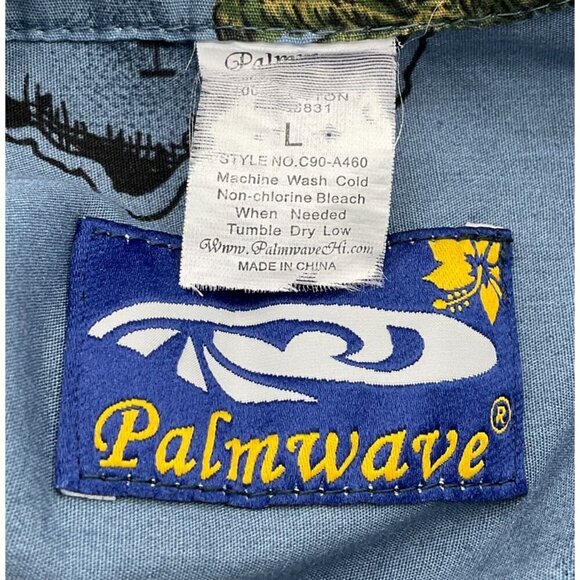 Palmwave Hawaii Mens Hawaiian Shirt Blue Tropical Print Size L - Picture 4 of 5